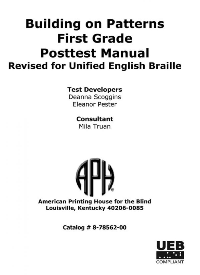 Microsoft-Word-8-78562-00-BOP-1-Posttest-Teachers-Manual.doc Building on Patterns First Grade Posttest Manual